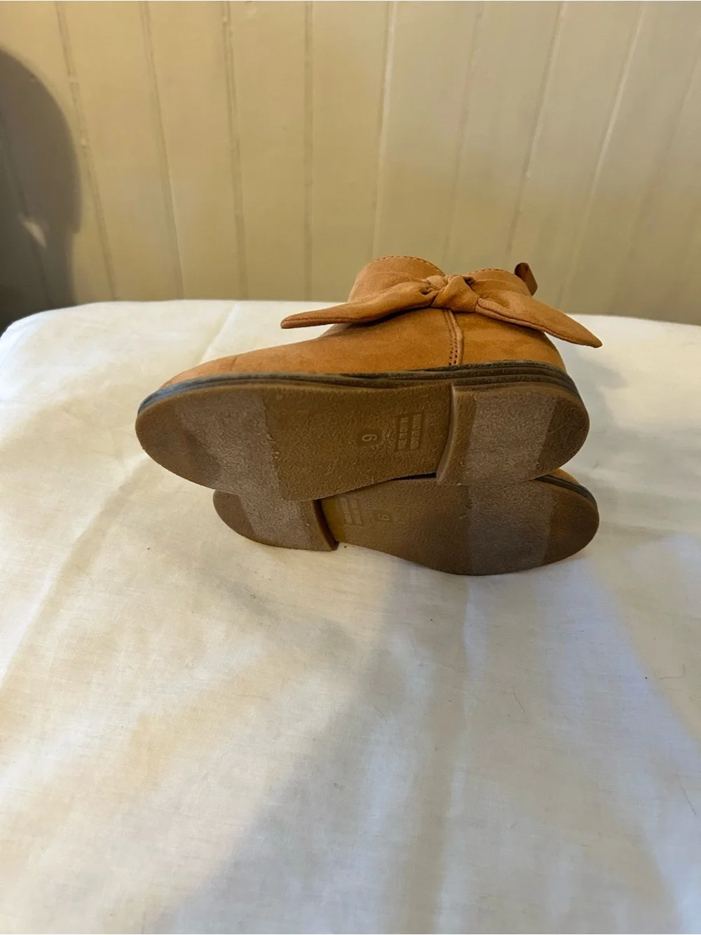 Gap Chelsea Toddler Vegan Suede Bow Ankle Boots/Cognac Brown/Size 9/NWOT